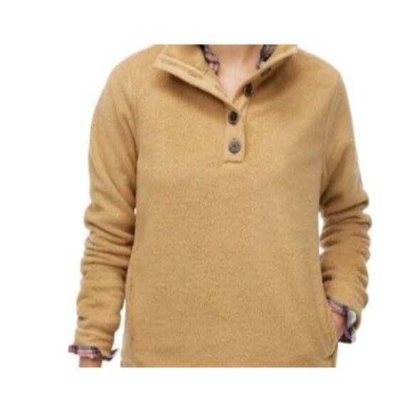 J. Crew Women’s Fleece Sherpa Button Front Tunic Pullover Size L - Picture 2 of 13